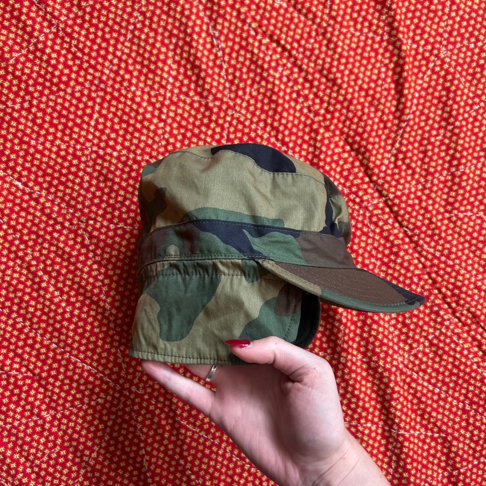 Vintage Sekri Industries US Military Camouflage Pattern Class 1 Cap Hat Green
